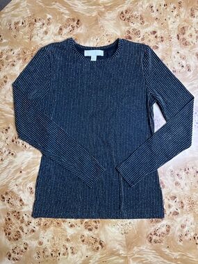 Michael Kors Black Top with Silver Stripe Detail
